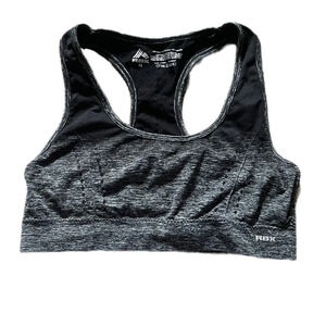 RBX Gray and Black Razorback Athletic Workout Sports Bra Women’s Medium